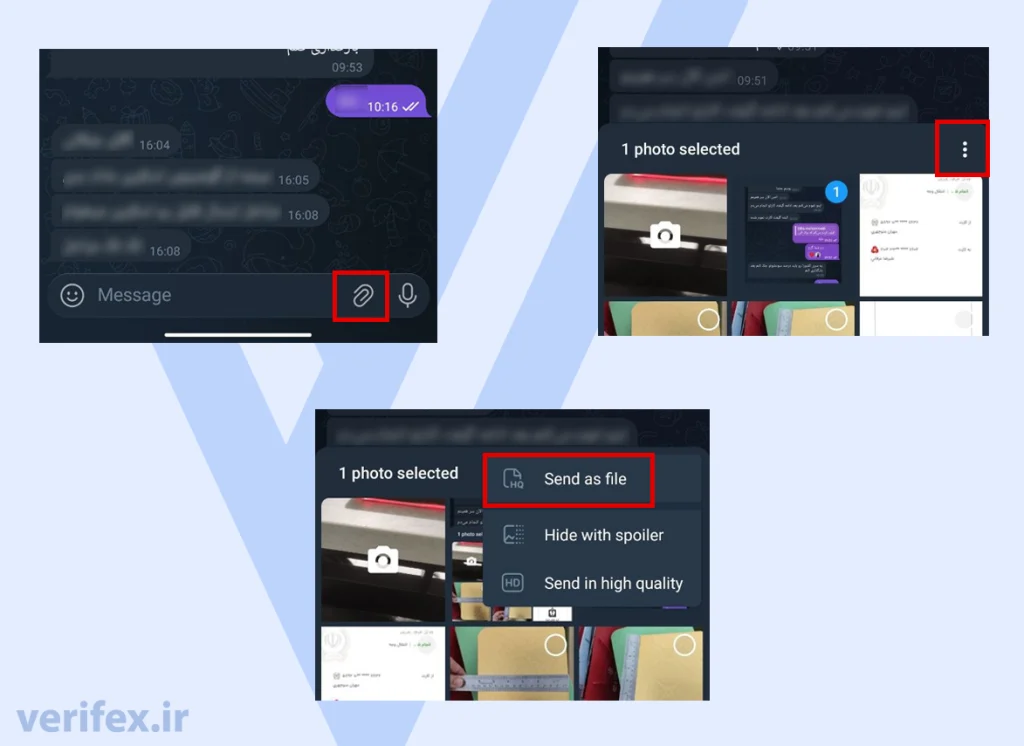 آموزش ارسال عکس به صورت فایل در تلگرام با اندروید